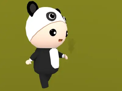 Chibi Panda Animated For Games Free low-poly 3D model