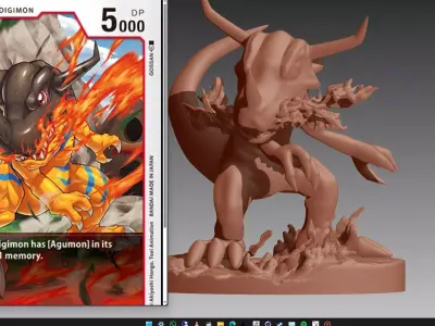 Greymon Digimon 3D print OBJ STL 3D print model