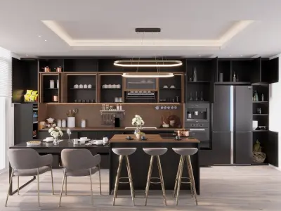 Kitchen 3D model Low Poly Low-poly 3D model