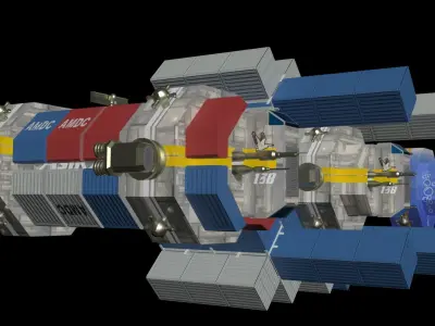 Space Freighter - Medium class range Low-poly 3D model