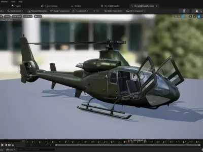 Rigged SA342 Gazelle Helicopter Low-poly 3D model
