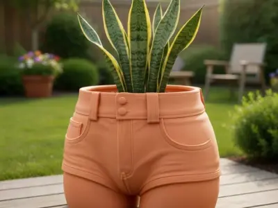 3D Printed Shorts Flower Pot - Funny Jeans Planter STL 3D print model