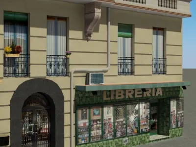 Building apartment with roof Low-poly 3D model