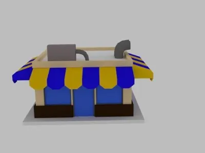 Cartoon Cafe Low-poly 3D model