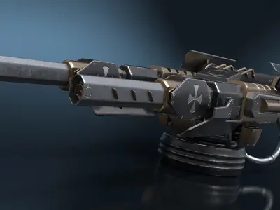 Dual Barrel Railgun Turret Bronze 3D model