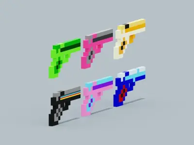 Minecraft Gun Low-poly 3D model