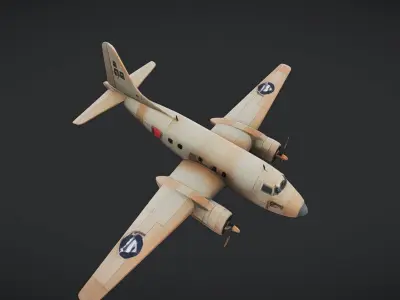 vintage military transport airplane 3D model