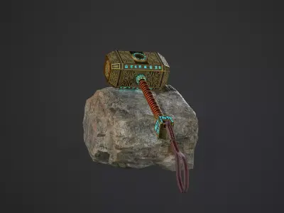 Realistic Low Poly Thor Hammer  Game Ready PBR Asset Low-poly 3D model