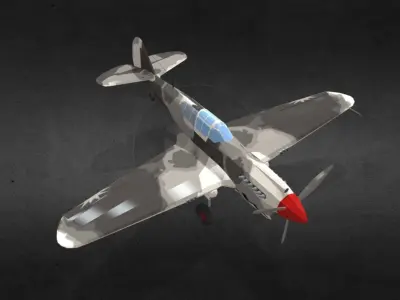 curtiss-p-40-warhawk fighter plane Low-poly 3D model