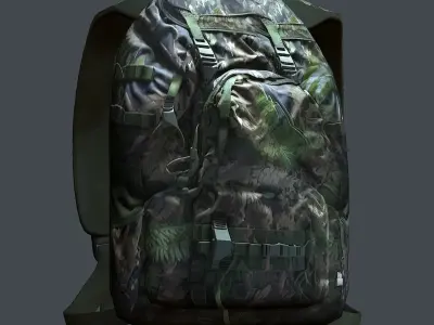 Backpack military combat Black baggage Low-poly 3D model
