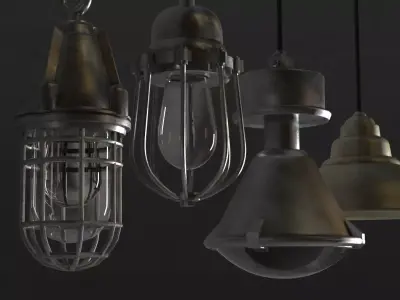 Industrial Factory Lights Low-poly 3D model