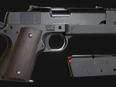 Detonics Combat Master 1911 Custom - Lycoris Recoil - Game Asset Free low-poly 3D model