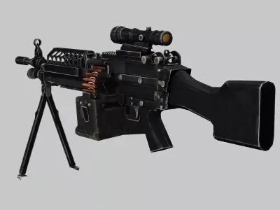 Sig Sauer Machine Gun M249 Saw3 Low-poly 3D Model Low-poly 3D model