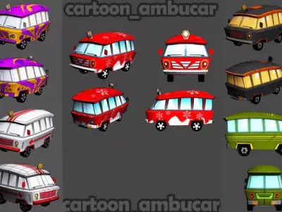 Cartoon Ambucar Pack Low-poly 3D model