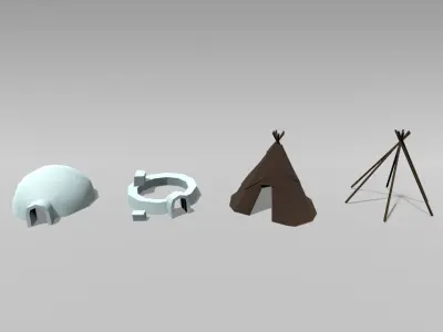POLYArctic arctic with teepee Low-poly 3D model