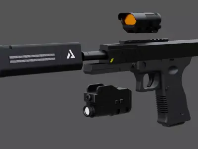 Ghost-9 Suppressed Pistol Low-poly 3D model