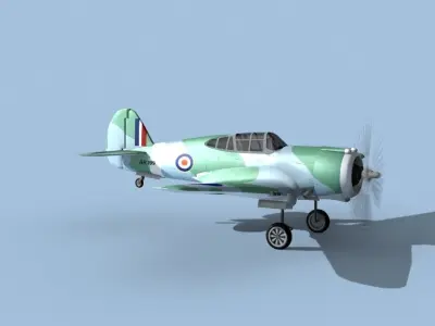 Curtiss H-75C Mohawk V24 RAF 3D model