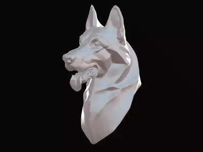 Stylized German Shepherd Dog Head 3D model