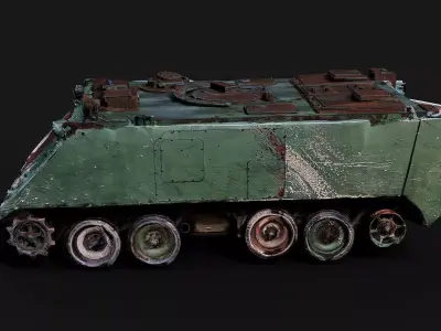 war destroyed military M113 vehicle wreck PBR photogrammetry Low-poly 3D model