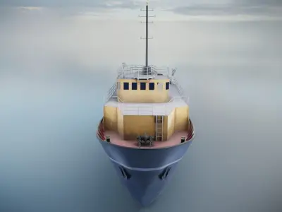 Industrial Ship Low-poly 3D model