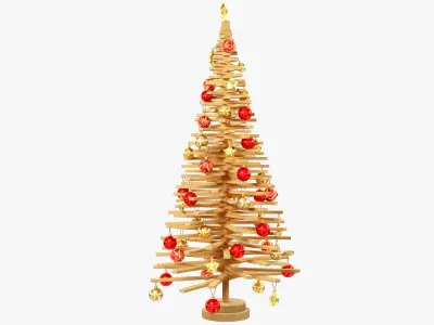 Wooden Christmas Tree V6 3D model
