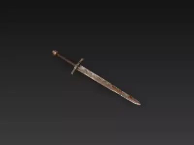 Rusty Medieval Sword - PBR Low Poly Game Ready Low-poly 3D model