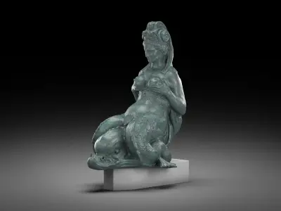 Mermaid aged bronze Low-poly 3D model