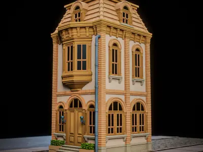 LOWPOLY CITY BUILDING STYLIZE 4 Low-poly 3D model