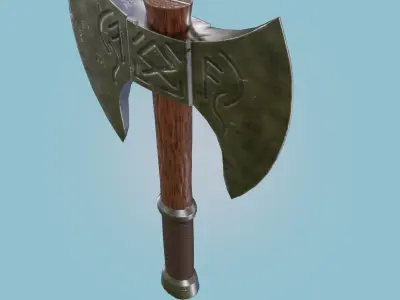 Viking Battle Axe PBR Game ready Low-poly 3D model