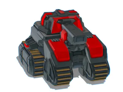 Light Tracked Tank with a Proton Cannon Low-poly 3D model