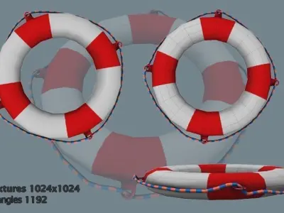 Inflatable boat Low-poly 3D model order