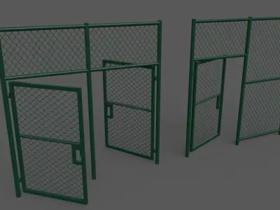 PBR Chain Link Fence For Court C 3D model