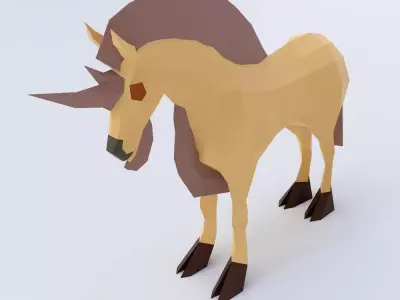 Horse 3d model unicorn Low-poly 3D model