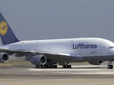 Jet Airliner Airbus A380 Lufthansa Low-poly 3D model