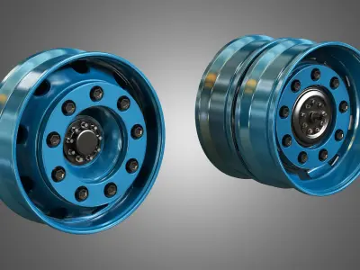 Special Heavy Duty Truck Tires and Wheels 3D model