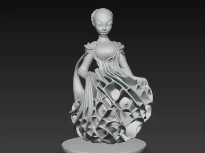 Dark Alien Queen Sculpture Organic Fantasy STL 3D print model
