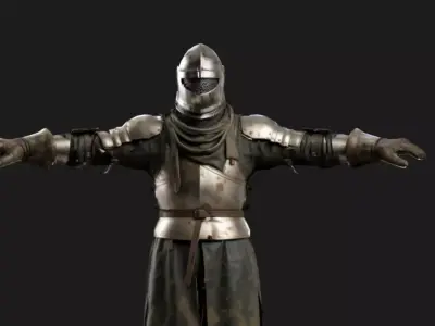 Armored Infantry Knight Rigged Low-poly 3D model