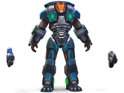 Cartoon Sci-Fi Cyborg Drone Trooper Soldier Low-poly 3D model