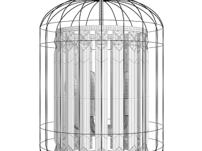 4 Light Black Bird Cage Crystal Chandelier Glam Lighting Low-poly 3D model