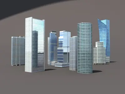 Skyscrapers Building Pack Low-poly 3D model