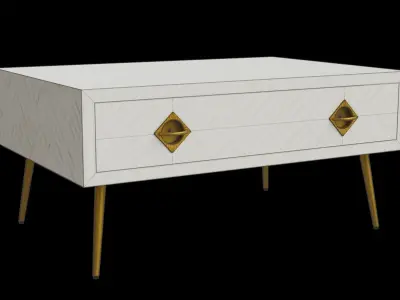 White Stripe Coffee Table Free low-poly 3D model