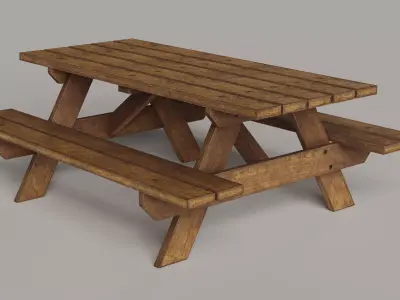 Picnic Table Realistic Low-poly 3D model
