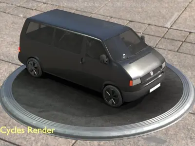 City Car 5 Commercial Minibus Type-C Black Low-poly 3D model