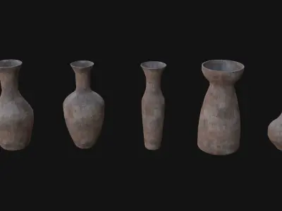 old Vases set 5 Low-poly 3D model