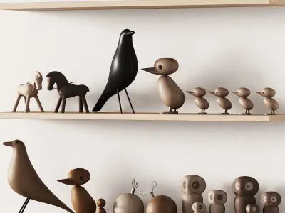 369 nursery decoration 01 decorative wooden toys set 01 3D model