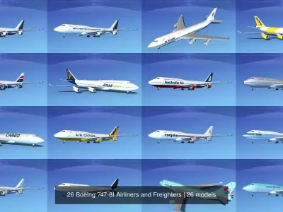26 Boeing 747-8I Airliners and Freighters 3D Model Collection
