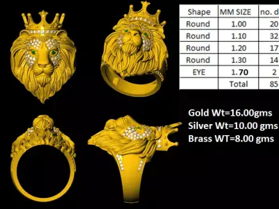 Hey This Is a Lion Head Ring Made in Matrix V-9 3D model