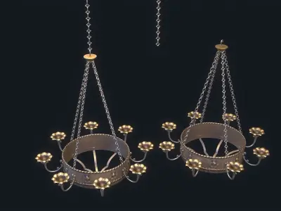 Medieval Chandelier 3 Low-poly 3D model
