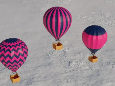 Low poly hot air balloon Low-poly 3D model