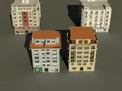Building Collection 33-36 Low-poly 3D model